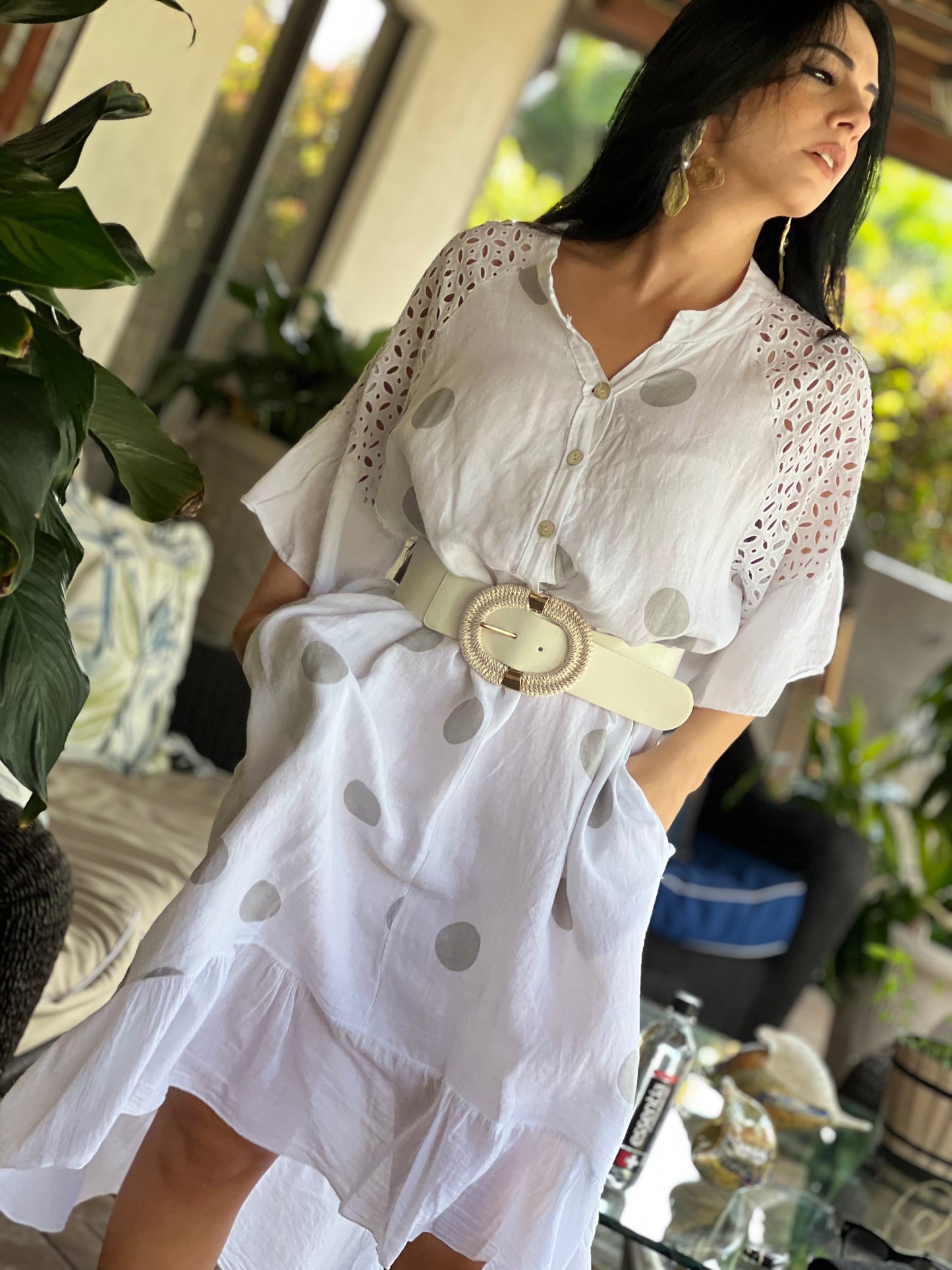 Linen made in Italy midi dress