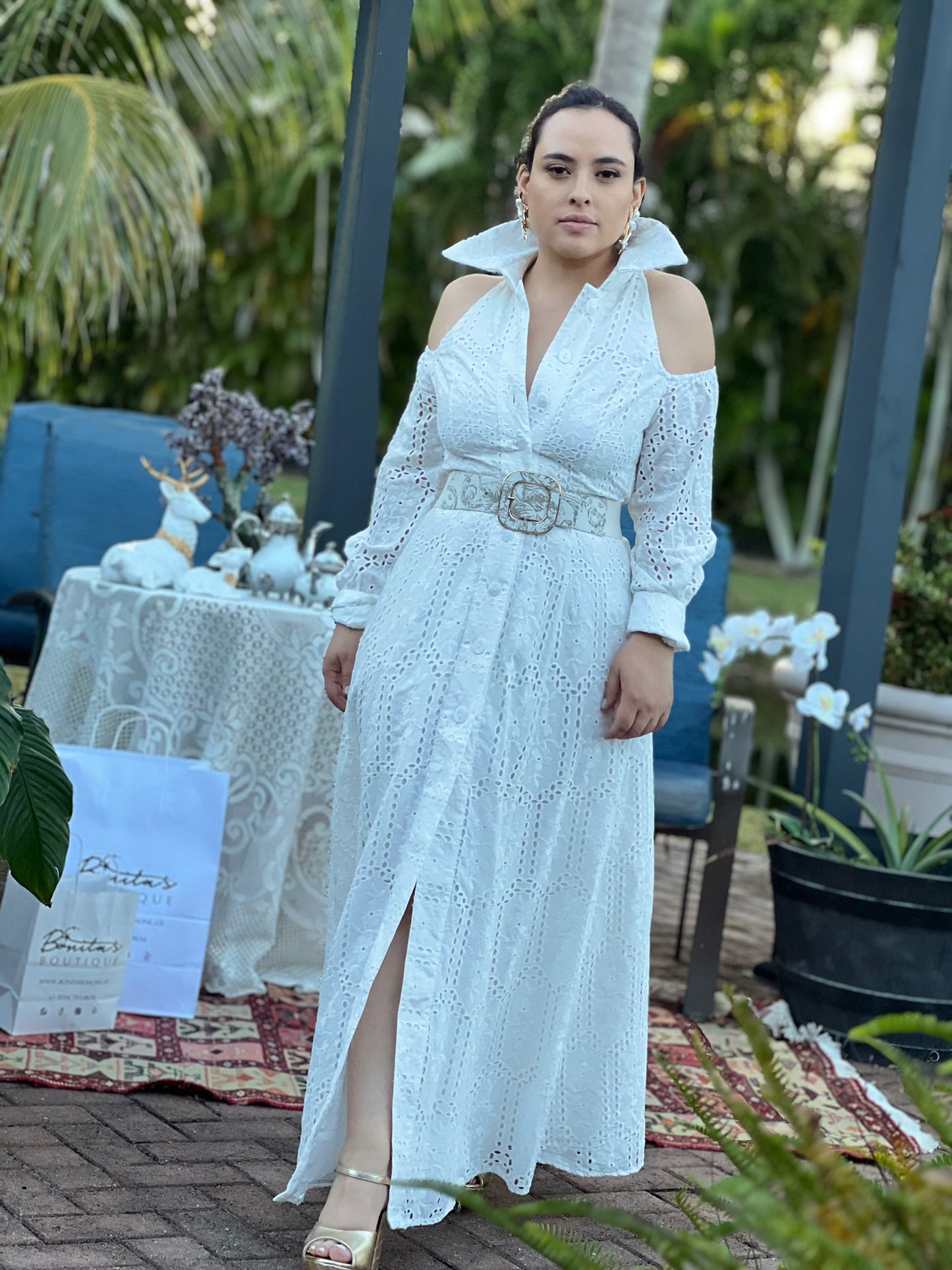 Gala Gabriel white dress
