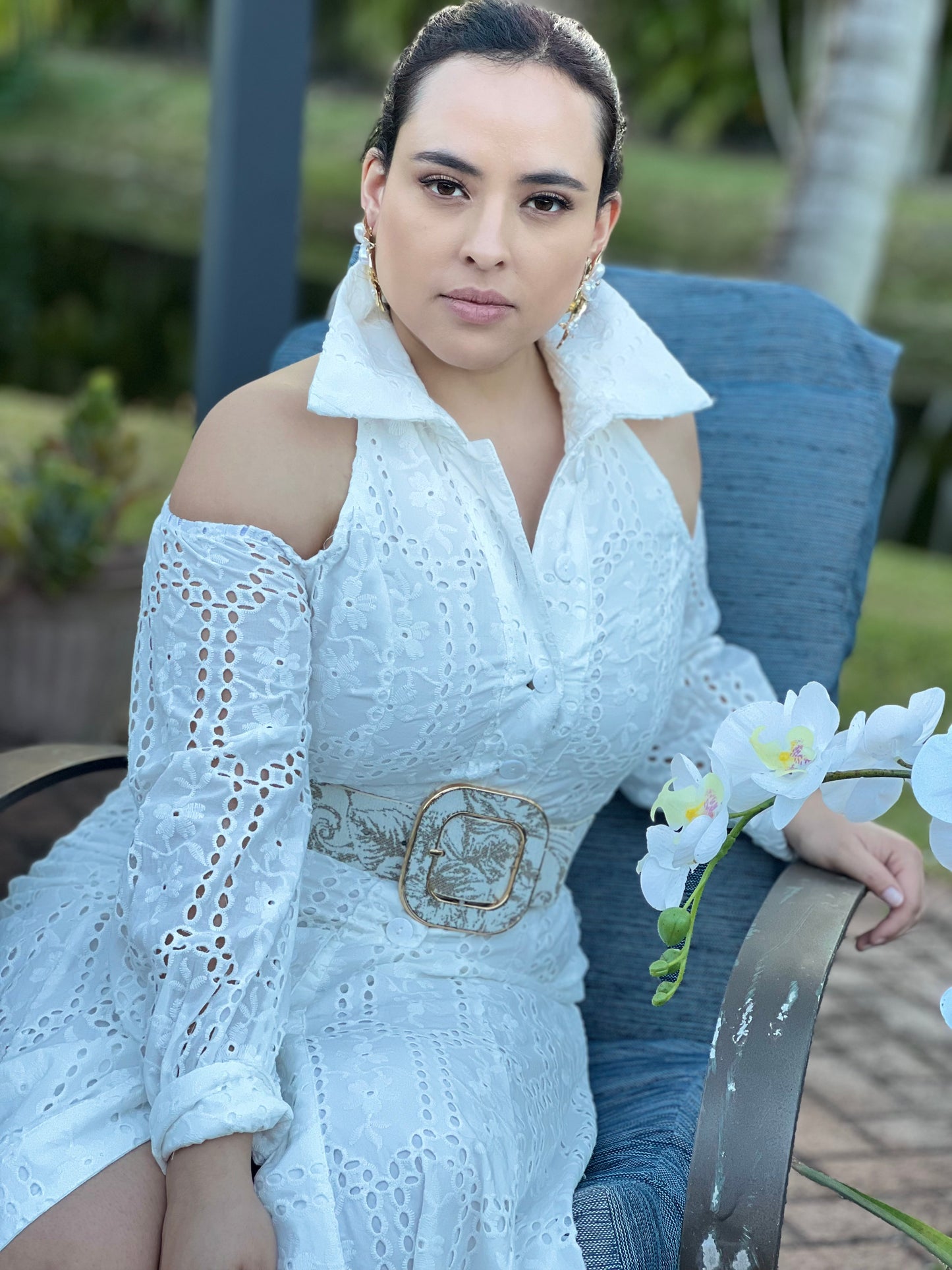 Gala Gabriel white dress