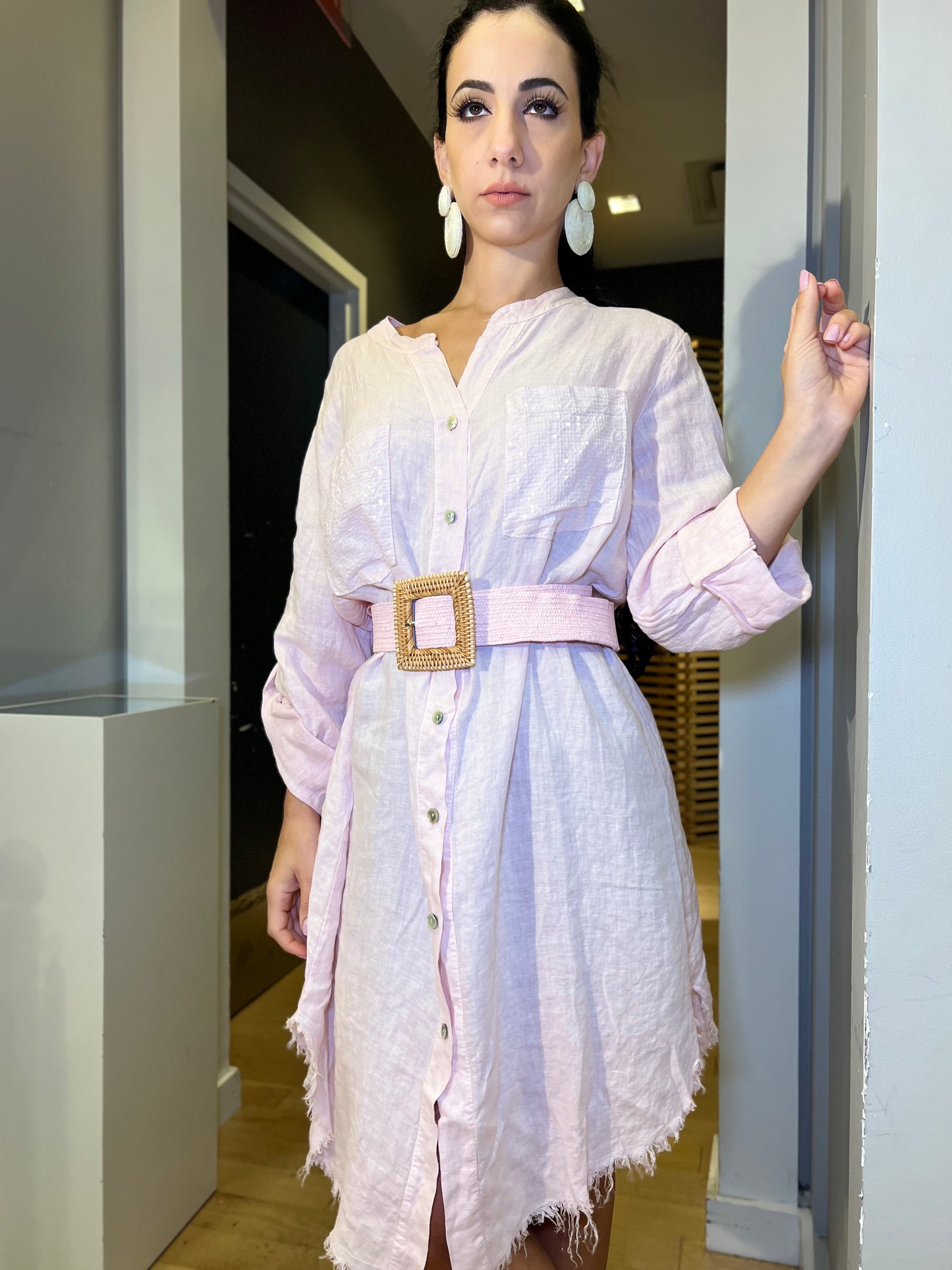 ANA SHORT LINO DRESS