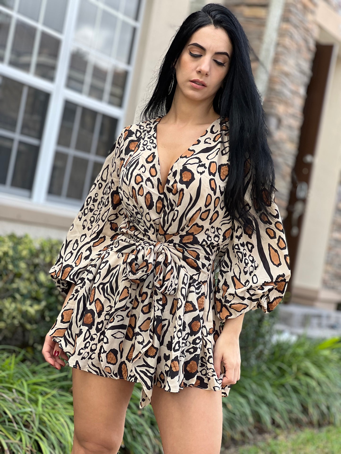 Animal print rumper