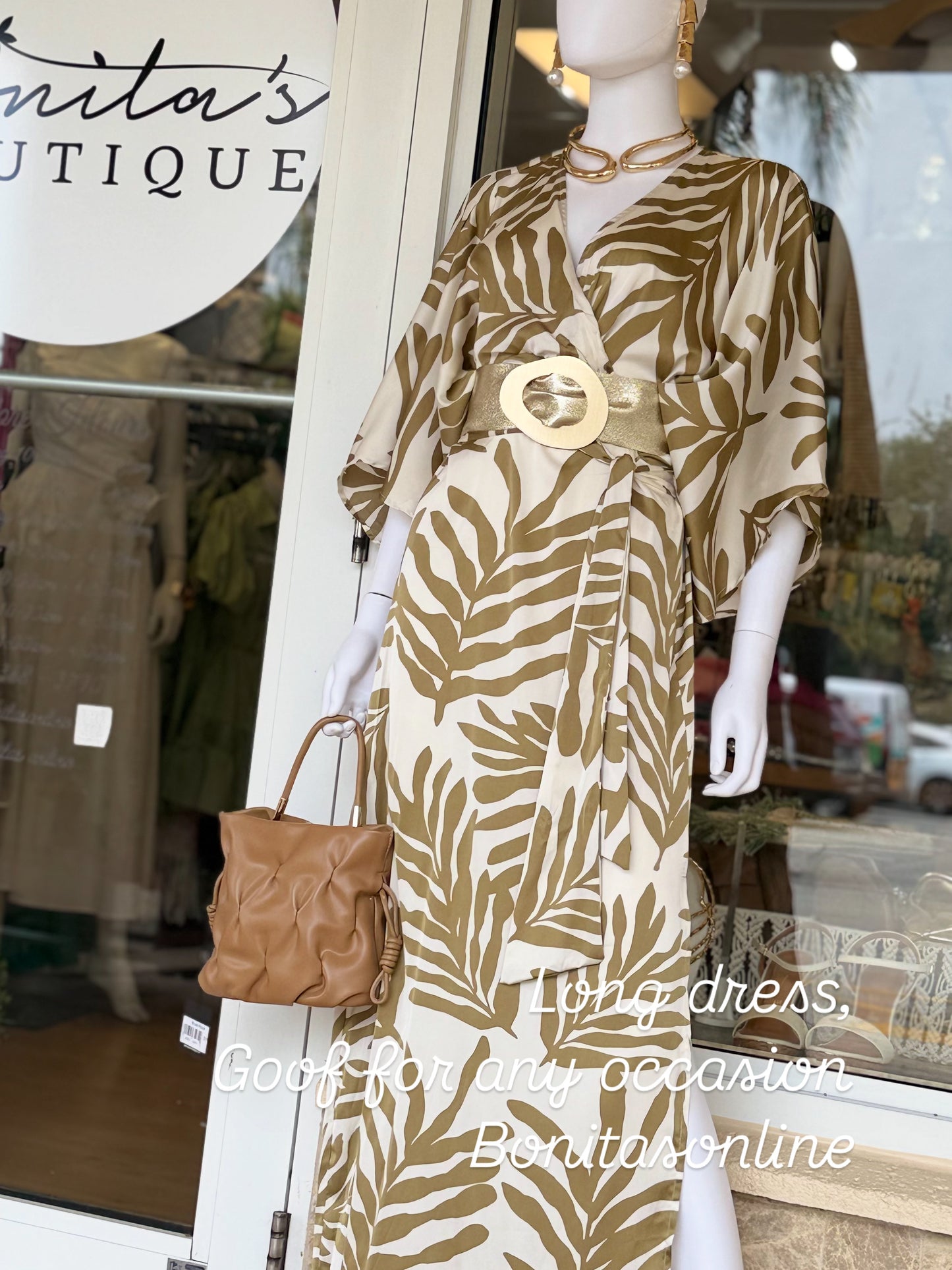 kimono dress golden olive