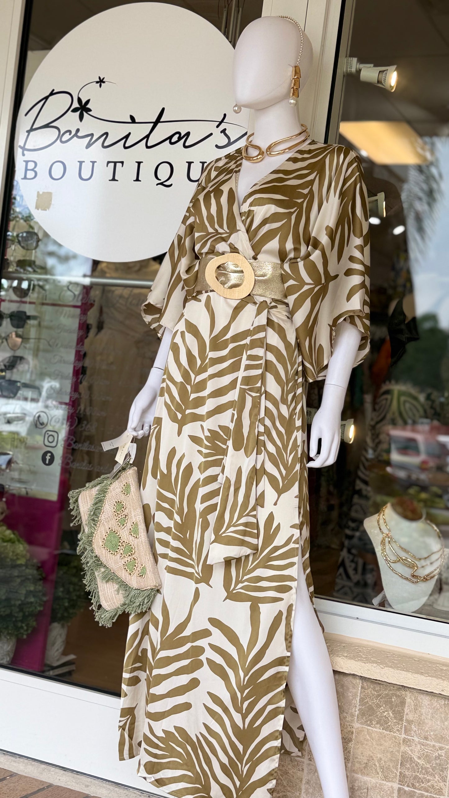 kimono dress golden olive