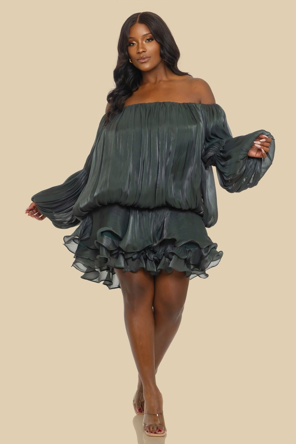 ANAYA  SHORT DRESS /GREEN /PURPLE
