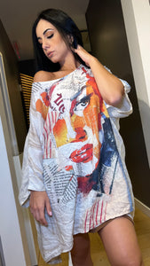 Graphic Over-sized Blouse